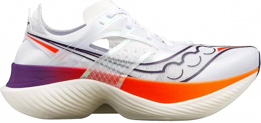 NEW SAUCONY women's endorphin elite riunning shoes in white/vizired